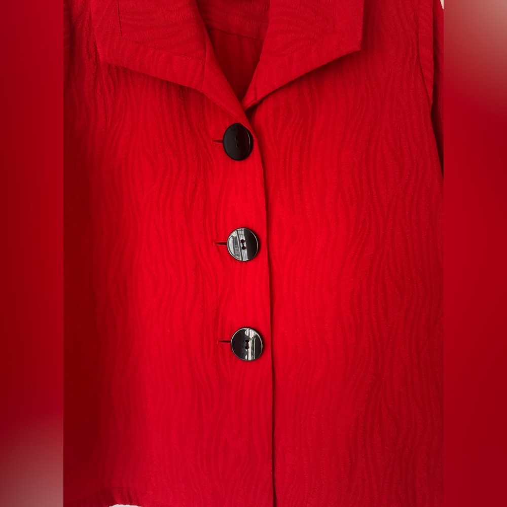 Multiples Vintage Vibrant Preppy Red Light Jacket with Bubble Collar Size 16 - Picture 3 of 4